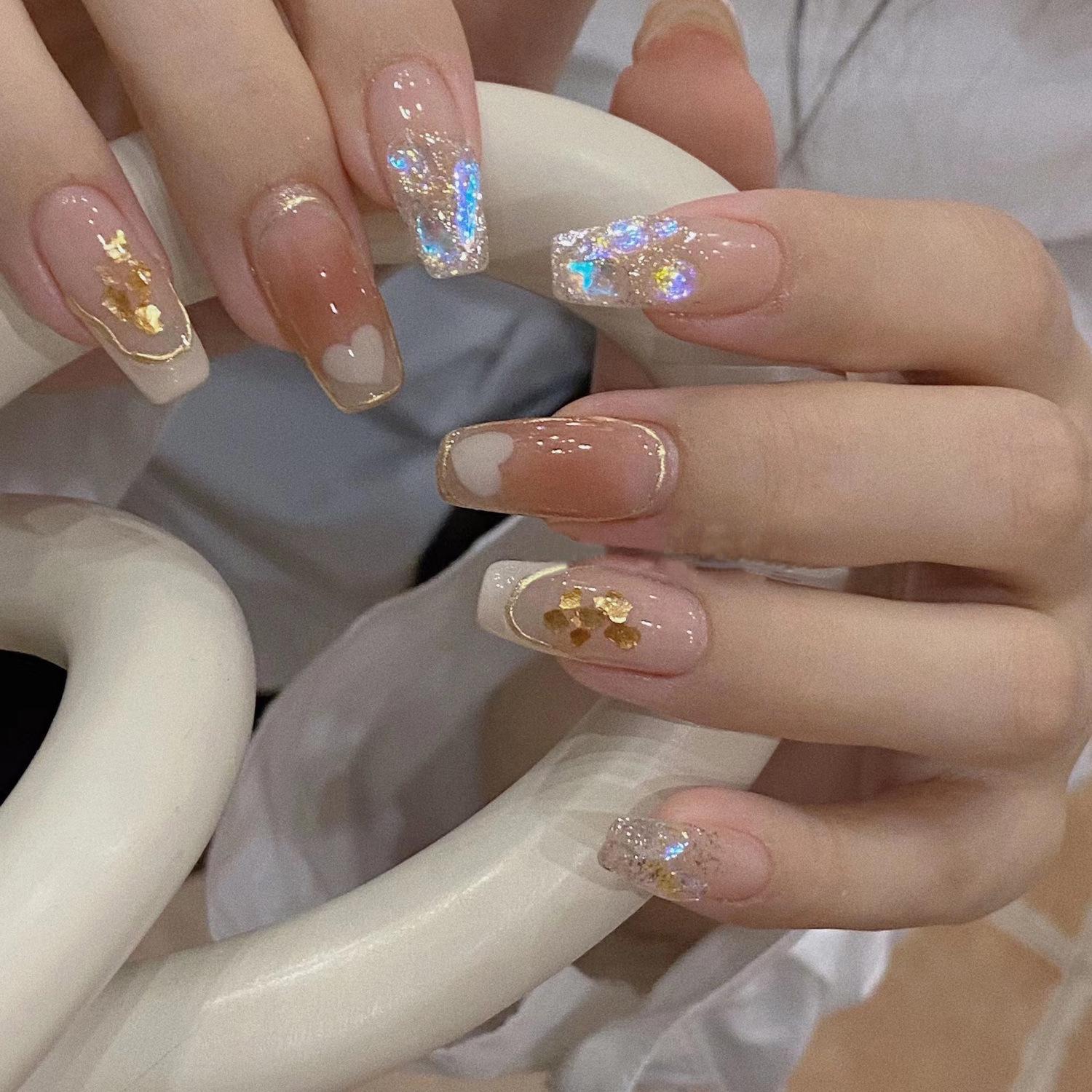 Handmade Light Therapy Autumn/Winter Nail Stickers with French Mica Flakes & Heart Design
Handmade Light Therapy Autumn/Winter Nail Stickers with French Mica Flakes & Heart Design