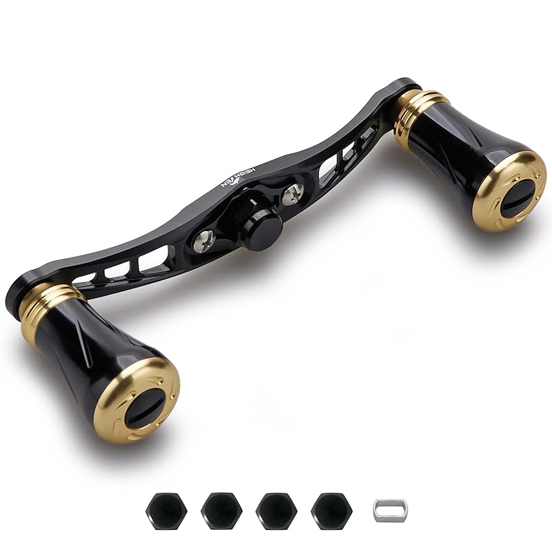 HEIGHTEN 92mm reel handle 19mm Equipped with knob SHIMANO Daiwa Abu common use bait reel for Wing Pillar Series (black & gold) (925)
HEIGHTEN 92mm reel handle 19mm Equipped with knob SHIMANO Daiwa Abu common use bait reel for Wing Pillar Series (black & gold) (925)
