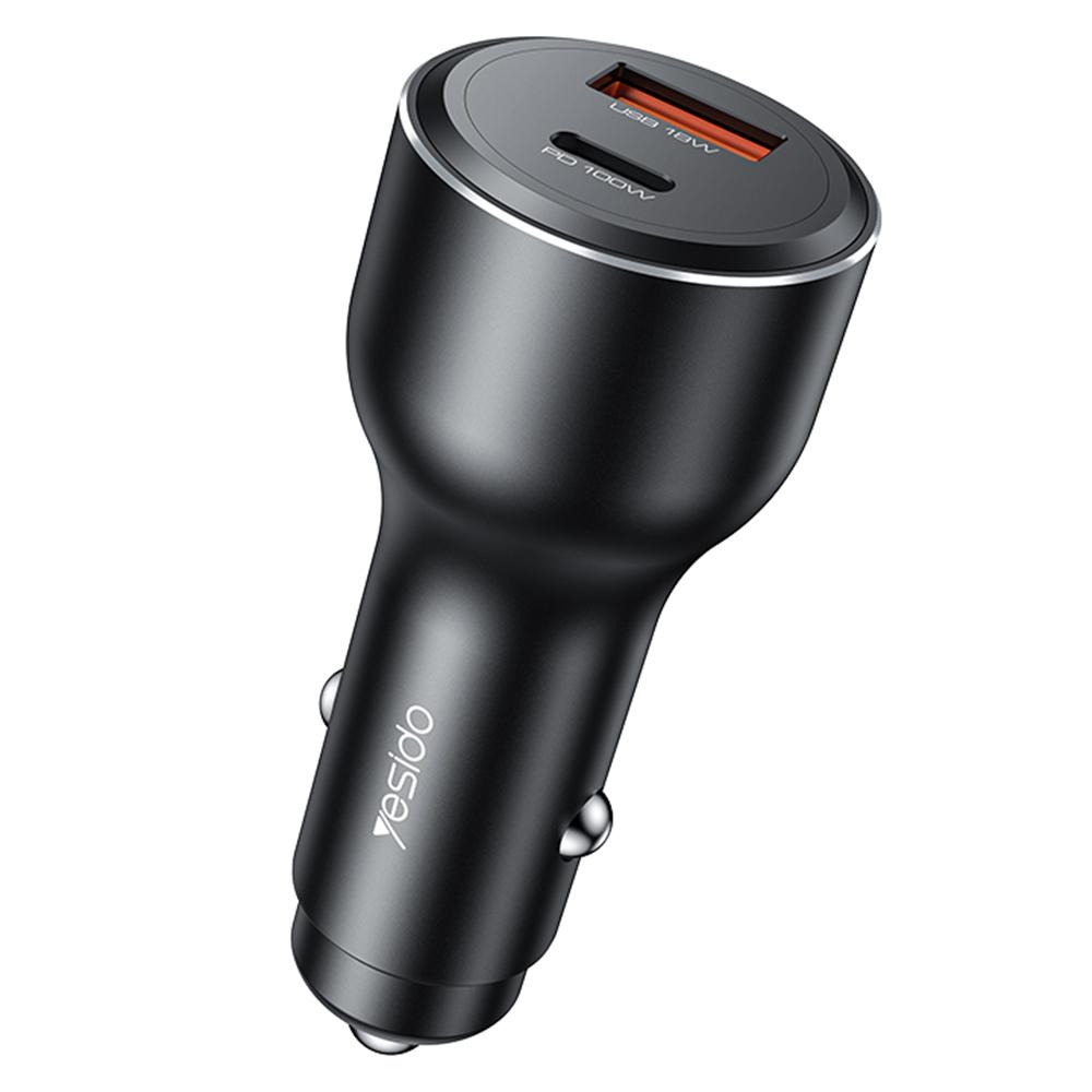 YESIDO Y65 USB+Type-C Dual Port Car Charger PD 100W+QC 18W Fast Charging Adapter As Shown A
YESIDO Y65 USB+Type-C Dual Port Car Charger PD 100W+QC 18W Fast Charging Adapter As Shown A
