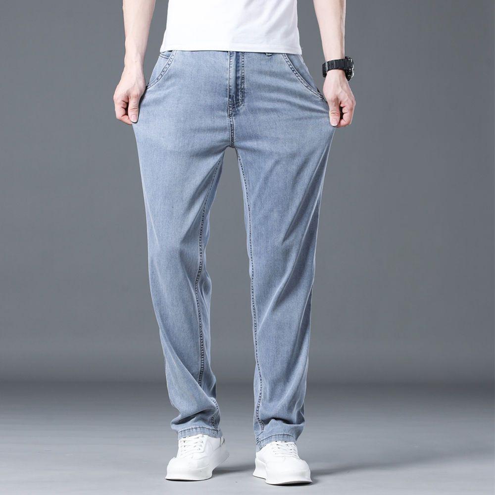 Summer Ultra-thin Men s Jeans Lyocell Soft Breathable Loose Straight Light Blue Denim Pants Business Casual Ice Silk Trousers 29
Summer Ultra-thin Men s Jeans Lyocell Soft Breathable Loose Straight Light Blue Denim Pants Business Casual Ice Silk Trousers 29