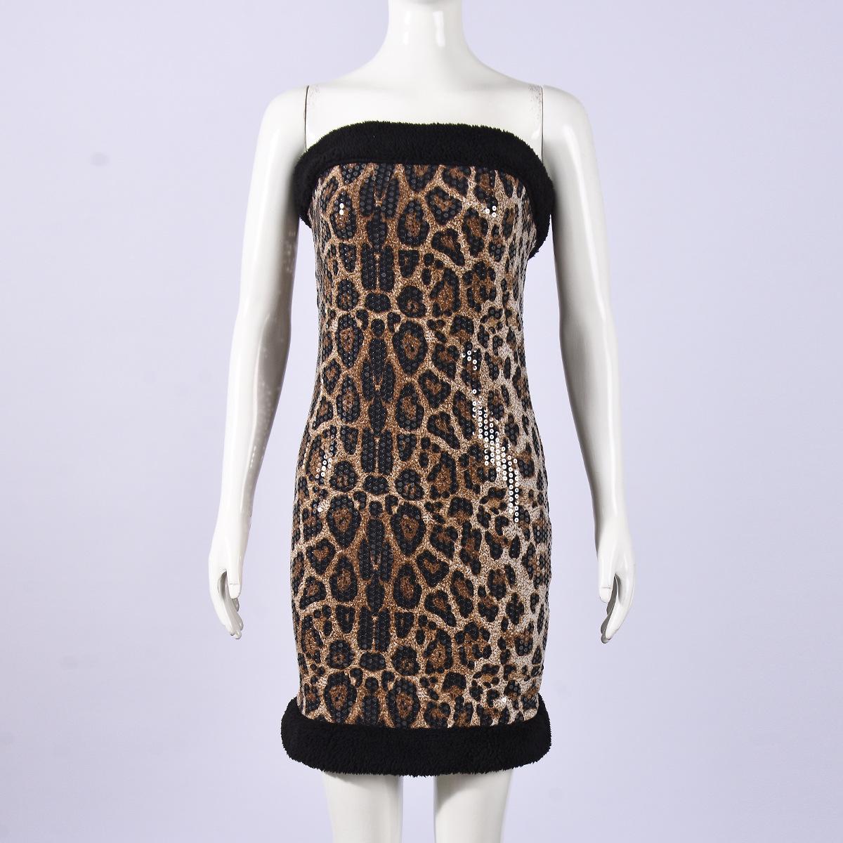 Leopard Print Sequin Strapless Dress - Slim Fit for Spring/Autumn Women Large леопардовий/коричневий
Leopard Print Sequin Strapless Dress - Slim Fit for Spring/Autumn Women Large леопардовий/коричневий