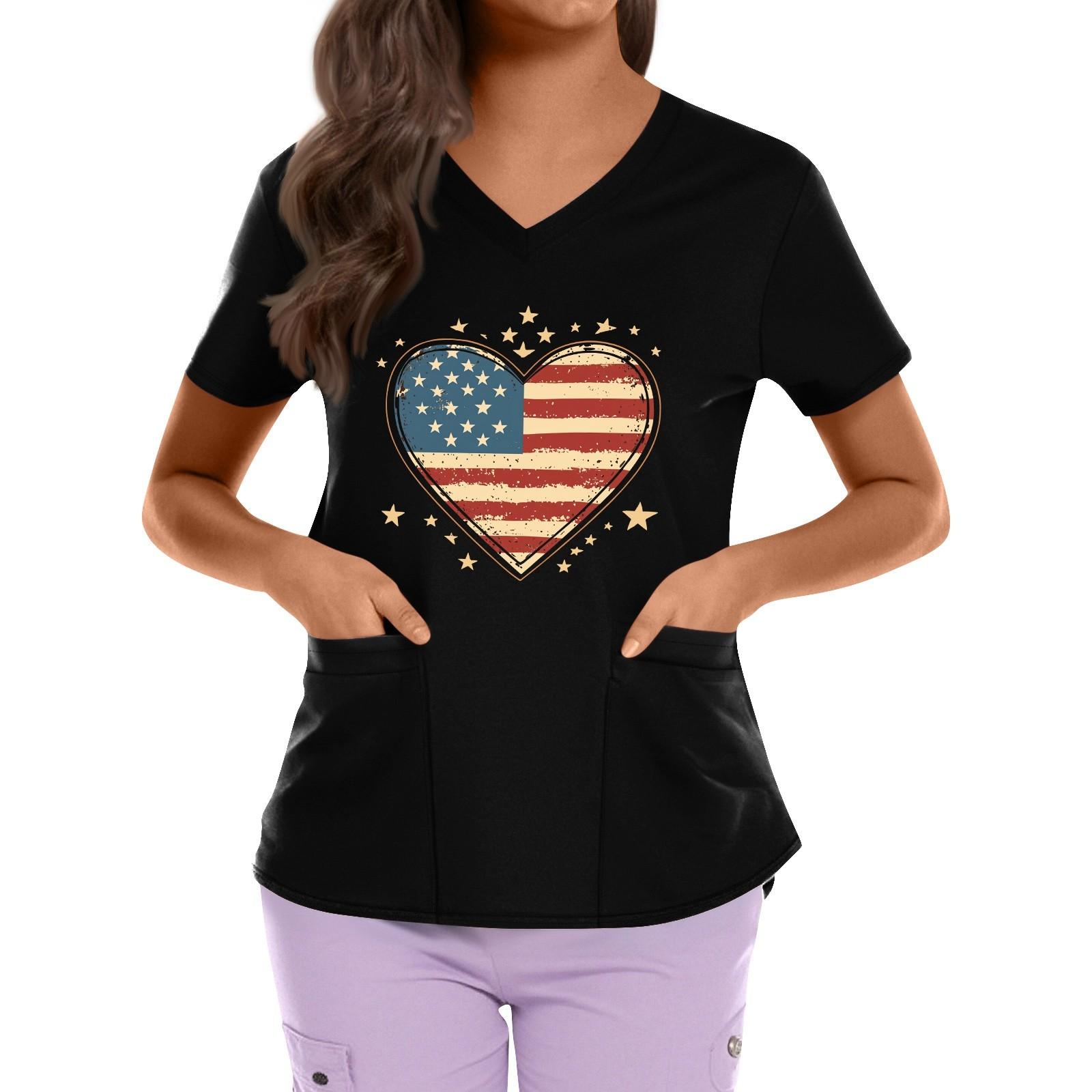 Plus Size Printed Scrub Working Uniform Tops For Women s Cross V Neck Independence Day Print Short Sleeve Fun T-Shirts Workwear Tee With Pockets XXXXL чорний
Plus Size Printed Scrub Working Uniform Tops For Women s Cross V Neck Independence Day Print Short Sleeve Fun T-Shirts Workwear Tee With Pockets XXXXL чорний