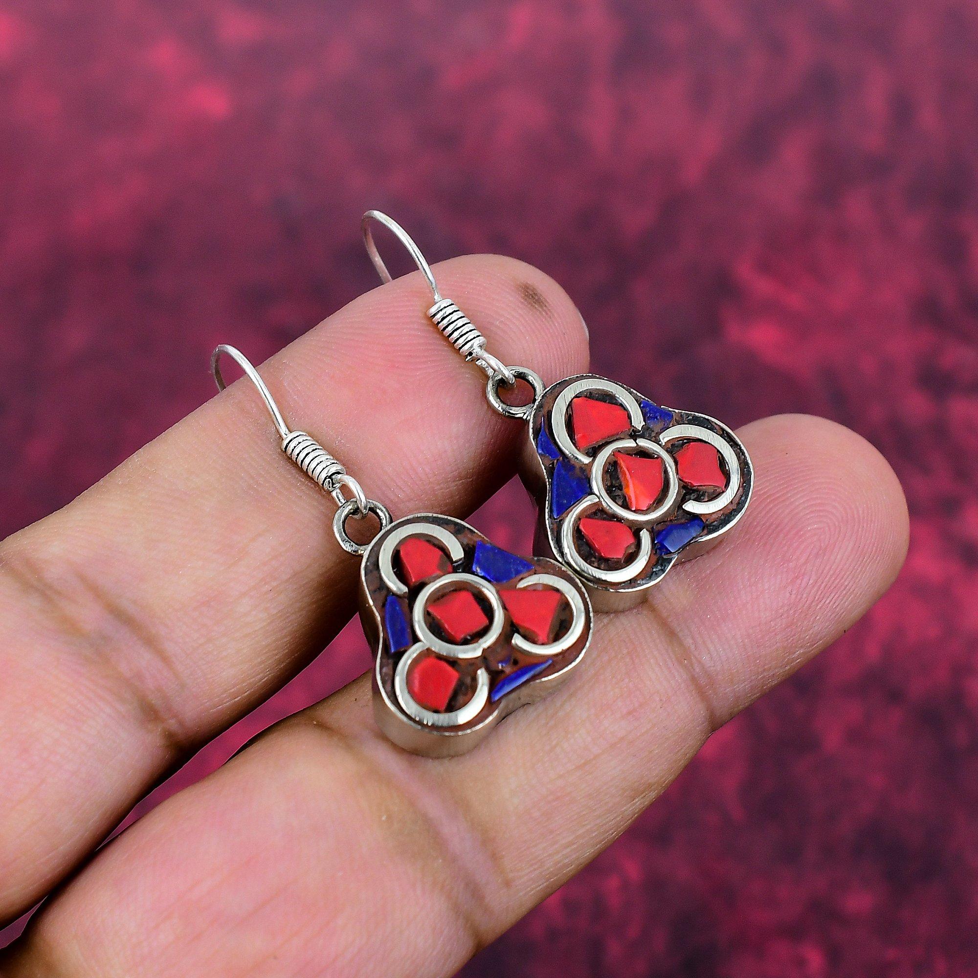 Серьги из коралла и лазурита из стерлингового серебра 925 пробы, Ювелирные изделия с драгоценными камнями ручной работы, Подарки для жены, Новые непальские серьги красный
Серьги из коралла и лазурита из стерлингового серебра 925 пробы, Ювелирные изделия с драгоценными камнями ручной работы, Подарки для жены, Новые непальские серьги красный