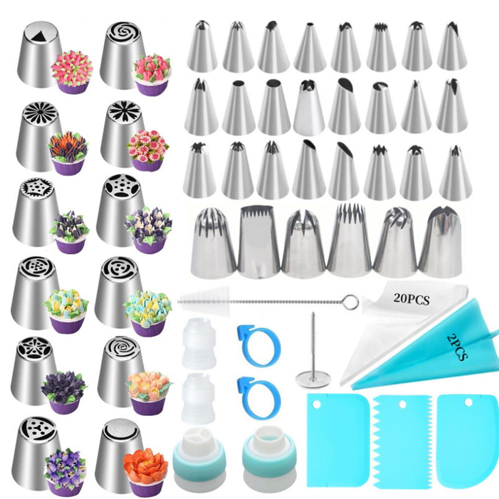 76-piece Russian piping nozzle set, including 42 flower-shaped piping nozzles, piping bags, couplers, biscuits, cakes and other accessories
76-piece Russian piping nozzle set, including 42 flower-shaped piping nozzles, piping bags, couplers, biscuits, cakes and other accessories