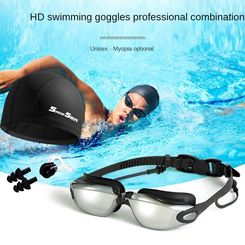 with Nose Clip, and Ear Plugs Adult Swimming Goggles Set Adjustable Diving Eyewear Water Sports Transparent Black
with Nose Clip, and Ear Plugs Adult Swimming Goggles Set Adjustable Diving Eyewear Water Sports Transparent Black
