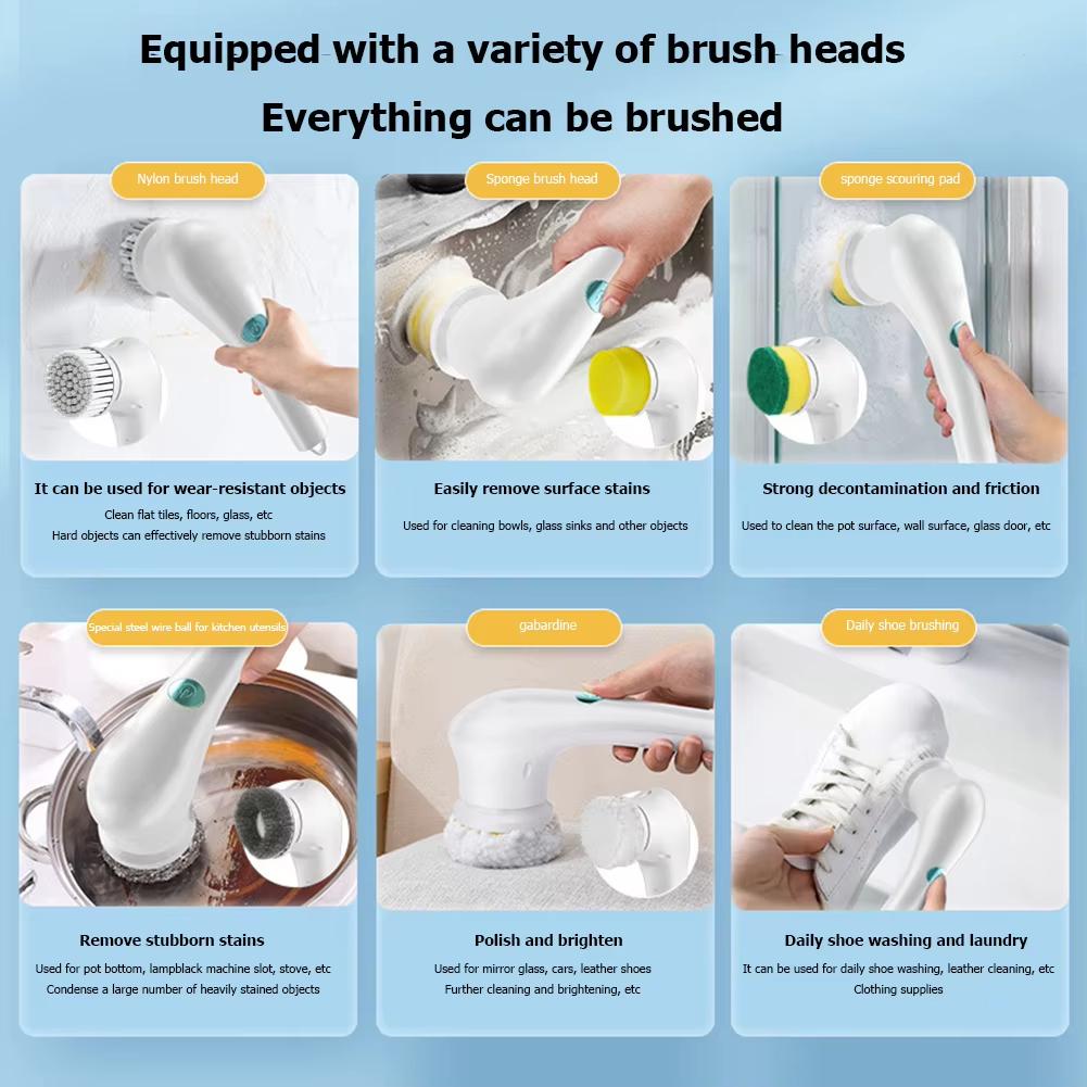 Electric Spin Scrubber With 5 Replaceable Brush Head Set Power Bathroom Kitchen Scrubber Handheld Rechargeable Cleaning Brush
Electric Spin Scrubber With 5 Replaceable Brush Head Set Power Bathroom Kitchen Scrubber Handheld Rechargeable Cleaning Brush