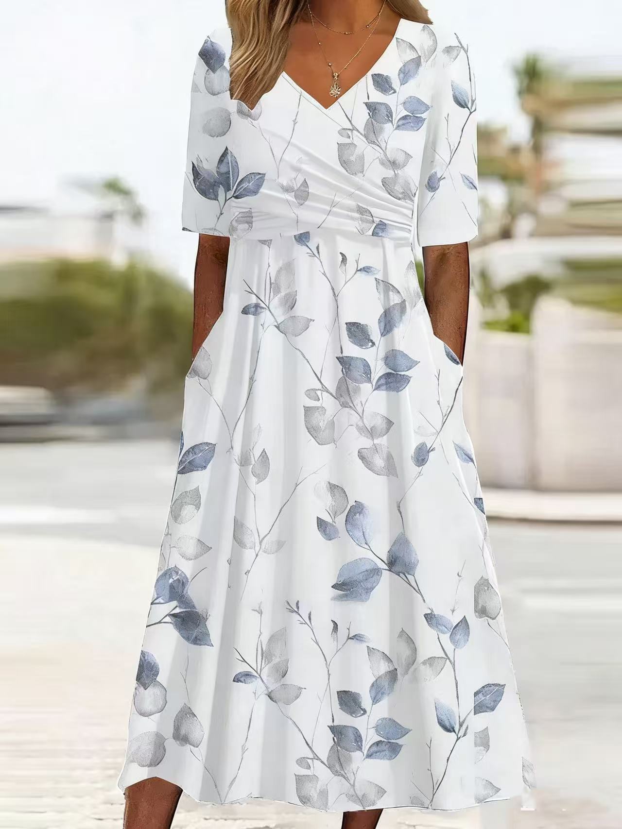 New summer v-neck pocket dress women s fashion floral short-sleeved T-shirt XXXL
New summer v-neck pocket dress women s fashion floral short-sleeved T-shirt XXXL