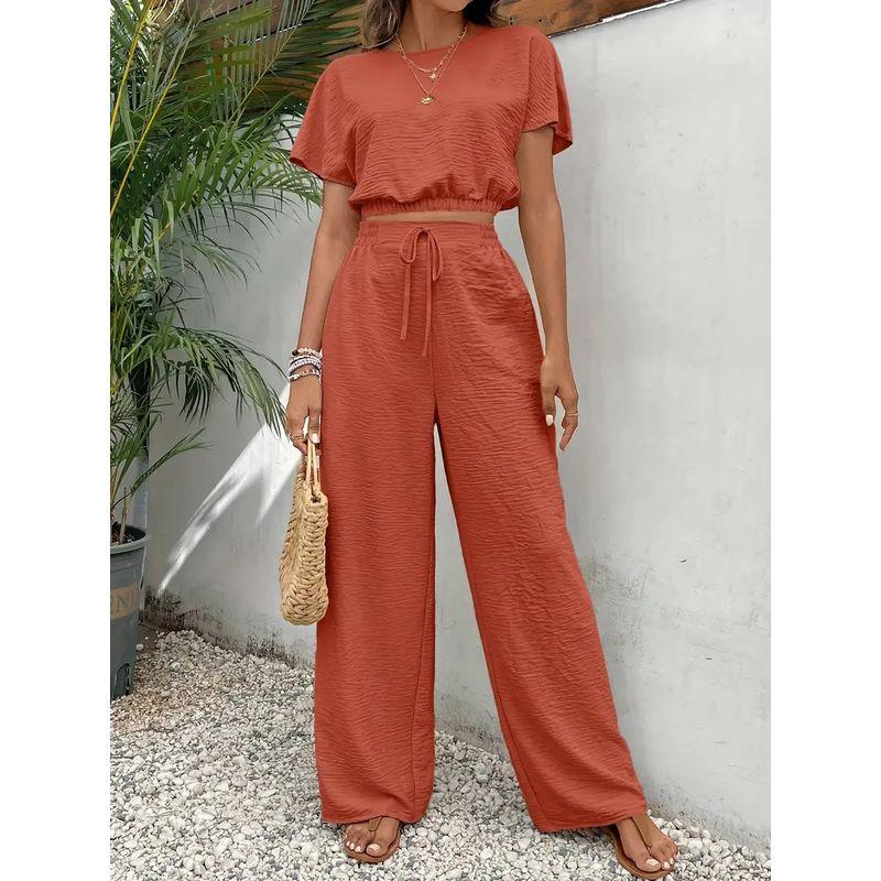 Waist up Shirt Wide Leg Pants Set Pure Color Waist-Controlled Top High Waist Loose Pants Suit Watermelon Red M
Waist up Shirt Wide Leg Pants Set Pure Color Waist-Controlled Top High Waist Loose Pants Suit Watermelon Red M