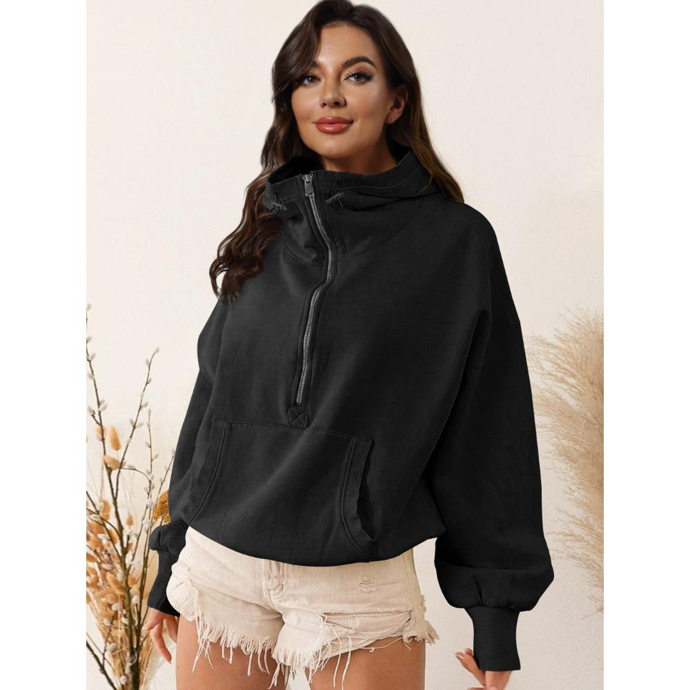 women s Solid Color Half Zip Up Drawstring Oversized Long Sleeve Pocket Hoodie Casual Sweatshirt Top S
women s Solid Color Half Zip Up Drawstring Oversized Long Sleeve Pocket Hoodie Casual Sweatshirt Top S