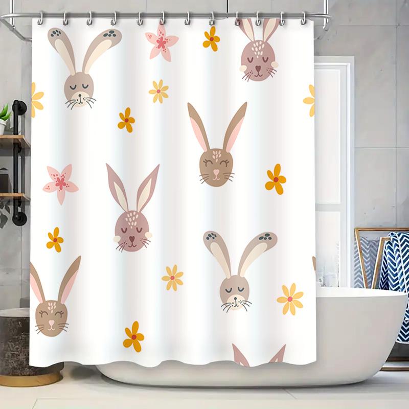 Bunny Face Shower Curtain White Floral Print Rabbit Design For Bathroom Decorations W60H190(CM)-1 Pcs
Bunny Face Shower Curtain White Floral Print Rabbit Design For Bathroom Decorations W60H190(CM)-1 Pcs