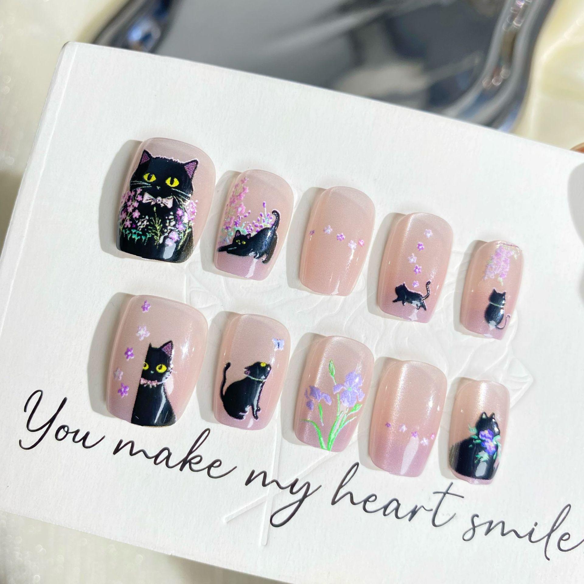 Purple Flower Cat Eye Nail Kit: 10-Piece Wearable False Nails with Sweet Artistic Design
Purple Flower Cat Eye Nail Kit: 10-Piece Wearable False Nails with Sweet Artistic Design