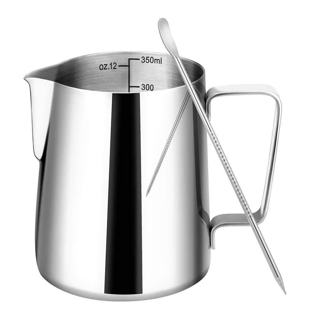 Milk Frothing Pitcher, 12oz Milk Frother Cup with Clear Scale, 304 Stainless Steel Cappuccino Espresso Machine Accessories 350ml
Milk Frothing Pitcher, 12oz Milk Frother Cup with Clear Scale, 304 Stainless Steel Cappuccino Espresso Machine Accessories 350ml