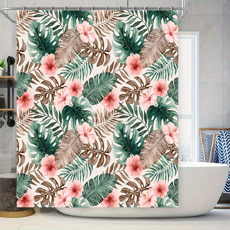 Green Tropical Leaves Shower Curtain Pink Hibiscus Waterproof Fabric Bathroom Decor Modern Floral Design W60H190(CM)-1 Pcs
Green Tropical Leaves Shower Curtain Pink Hibiscus Waterproof Fabric Bathroom Decor Modern Floral Design W60H190(CM)-1 Pcs