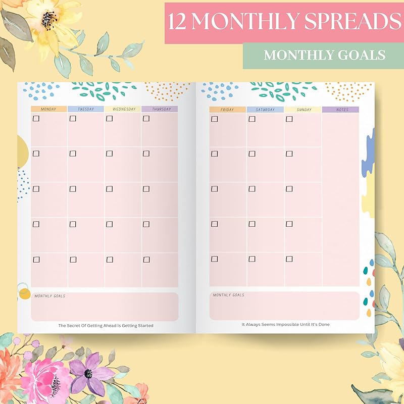 LAURET BLANC 12Months Undated Planner, 12 Monthly Spreads, 52 Weekly Spreads, Habit Tracker, Utility Pages, Paperback (E
LAURET BLANC 12Months Undated Planner, 12 Monthly Spreads, 52 Weekly Spreads, Habit Tracker, Utility Pages, Paperback (E