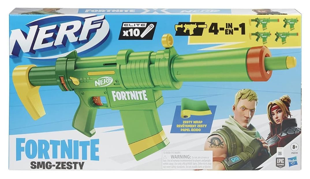 NERF Fortnite Elite Dart Blaster Съемный приклад и ствол 10 Съемные дротики 10 Официальные элитные дротики SMG-Zesty -- зелёный
NERF Fortnite Elite Dart Blaster Съемный приклад и ствол 10 Съемные дротики 10 Официальные элитные дротики SMG-Zesty -- зелёный