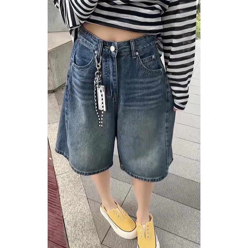 Vintage Blue High-Waisted Denim Shorts - Plus Size A-Line, Slimming Wide-Leg Summer Capris for Women 4XL синій
Vintage Blue High-Waisted Denim Shorts - Plus Size A-Line, Slimming Wide-Leg Summer Capris for Women 4XL синій