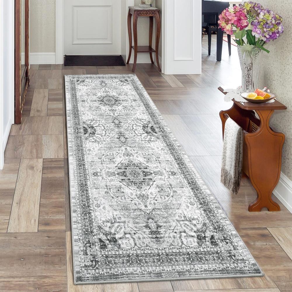 2x6 Washable Hallway Runner Rug Vintage Rug Non Slip Bottom Room Rug, Floor Carpet for Enterway, Laundry Room, Low Profile Rug 61x183cm сірий колір
2x6 Washable Hallway Runner Rug Vintage Rug Non Slip Bottom Room Rug, Floor Carpet for Enterway, Laundry Room, Low Profile Rug 61x183cm сірий колір
