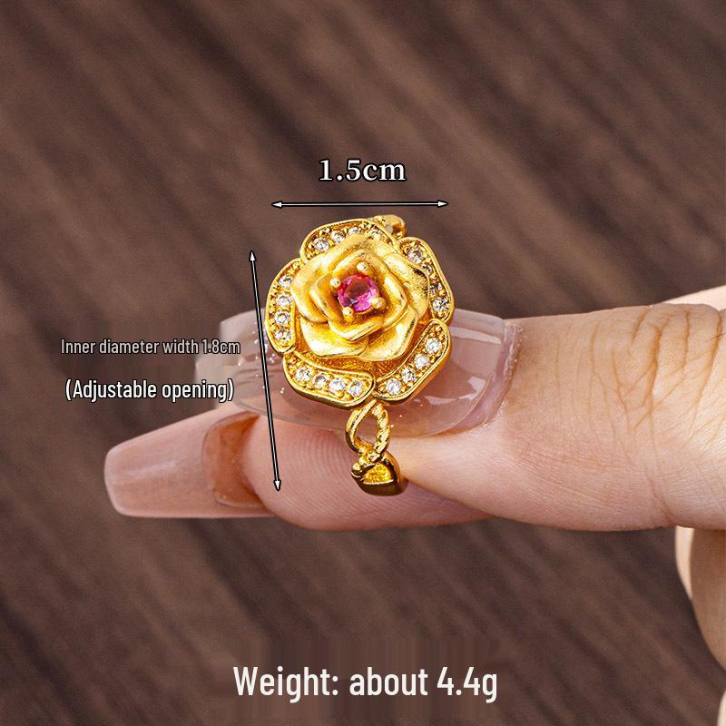 Vietnamese Sand Gold Necklace and Rotatable Zircon Rose Ring Earring Set
Vietnamese Sand Gold Necklace and Rotatable Zircon Rose Ring Earring Set