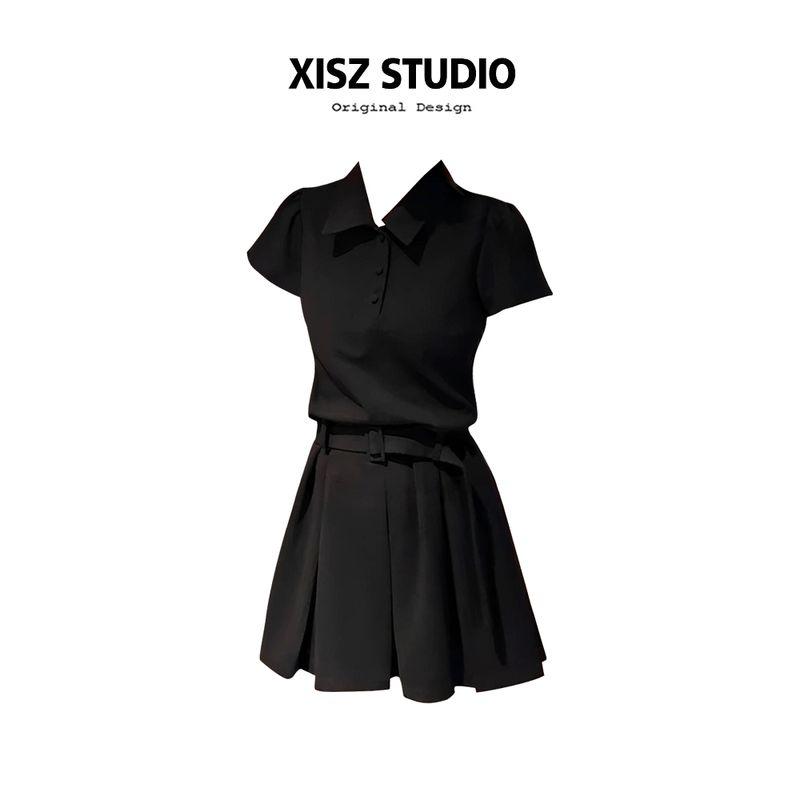 Preppy Polo Collar Waist Hugging Pleated Short dress Women Summer New Gyaru Short sleeve Design Sense Small Man Dress Black (High Quality) S
Preppy Polo Collar Waist Hugging Pleated Short dress Women Summer New Gyaru Short sleeve Design Sense Small Man Dress Black (High Quality) S