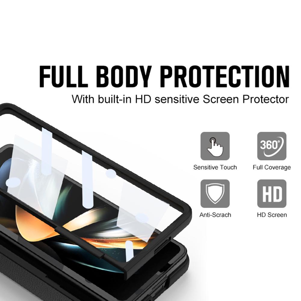 For Samsung Galaxy Z Fold5 5G Kickstand Phone Case PU Leather+PC Shockproof Protective Cover with Tempered Glass Film Black
For Samsung Galaxy Z Fold5 5G Kickstand Phone Case PU Leather+PC Shockproof Protective Cover with Tempered Glass Film Black