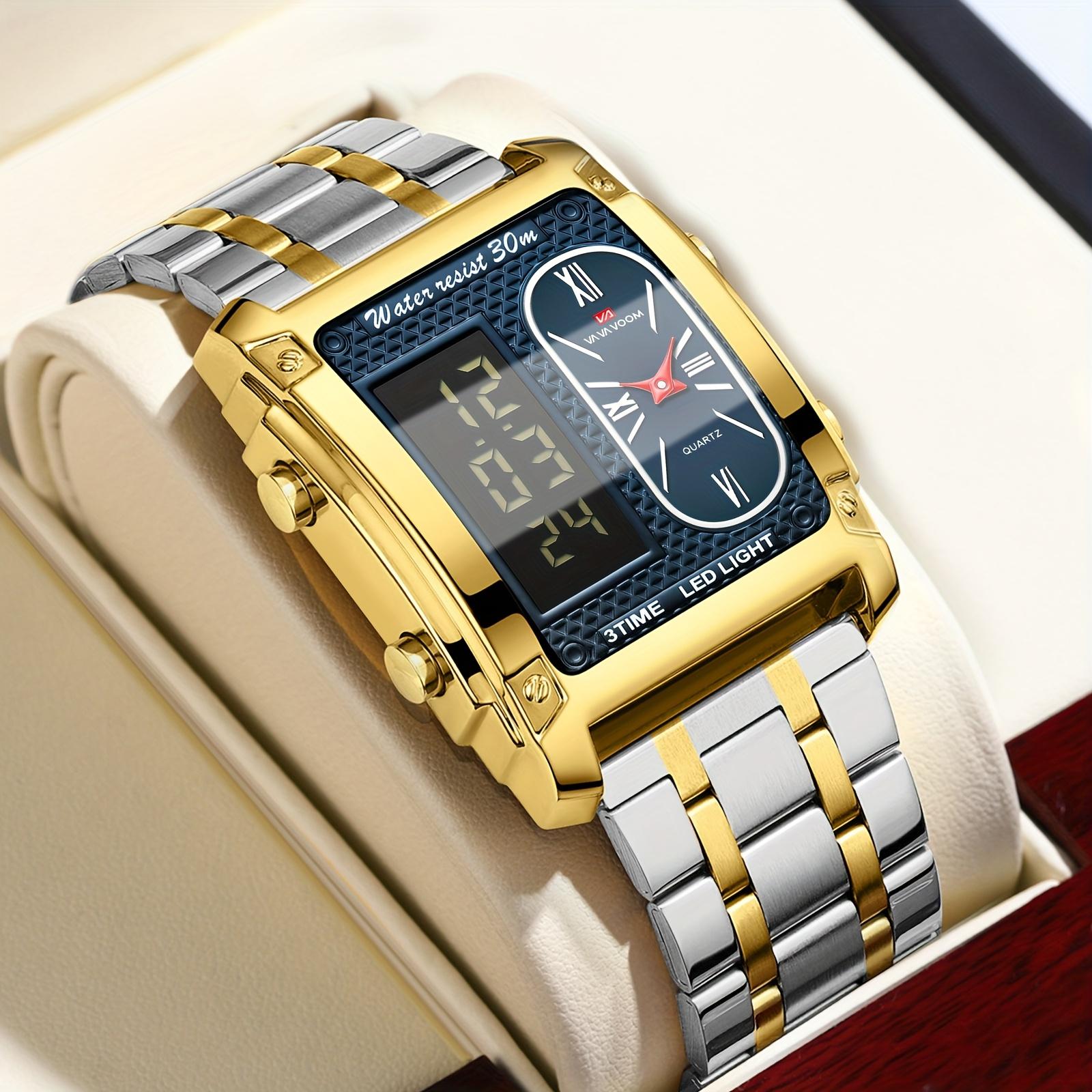 VA VA VOOM Men Watch Men’s Digital Watches with Dual-movement Display, Electronic Display + Analog Display,Stainless Steel Luminous Alarm Wristwatch серебряный/золотой
VA VA VOOM Men Watch Men’s Digital Watches with Dual-movement Display, Electronic Display + Analog Display,Stainless Steel Luminous Alarm Wristwatch серебряный/золотой
