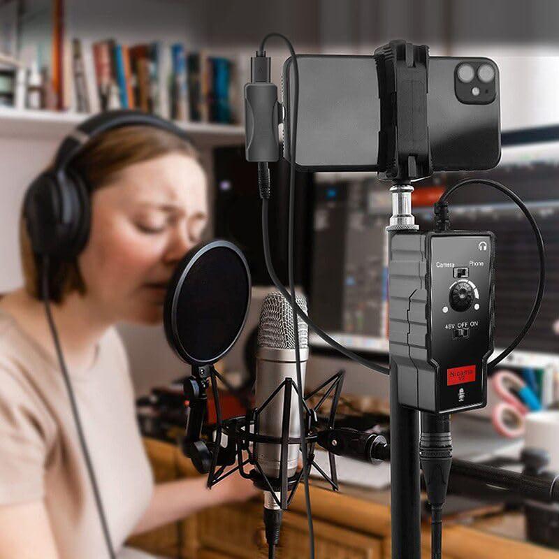 Professional V2 Microphone Preamp XLR Female to 3.5mm TRS-TRRS Adapter with Phantoms Power for Condenser Microphone
Professional V2 Microphone Preamp XLR Female to 3.5mm TRS-TRRS Adapter with Phantoms Power for Condenser Microphone
