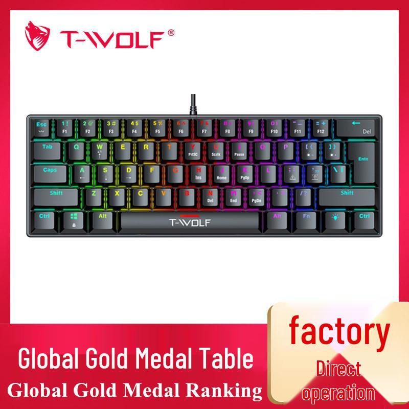T-WOLF T61 RGB Backlit Wired Mechanical Gaming Keyboard, Blue Switches, 61-Key Portable Design.
T-WOLF T61 RGB Backlit Wired Mechanical Gaming Keyboard, Blue Switches, 61-Key Portable Design.