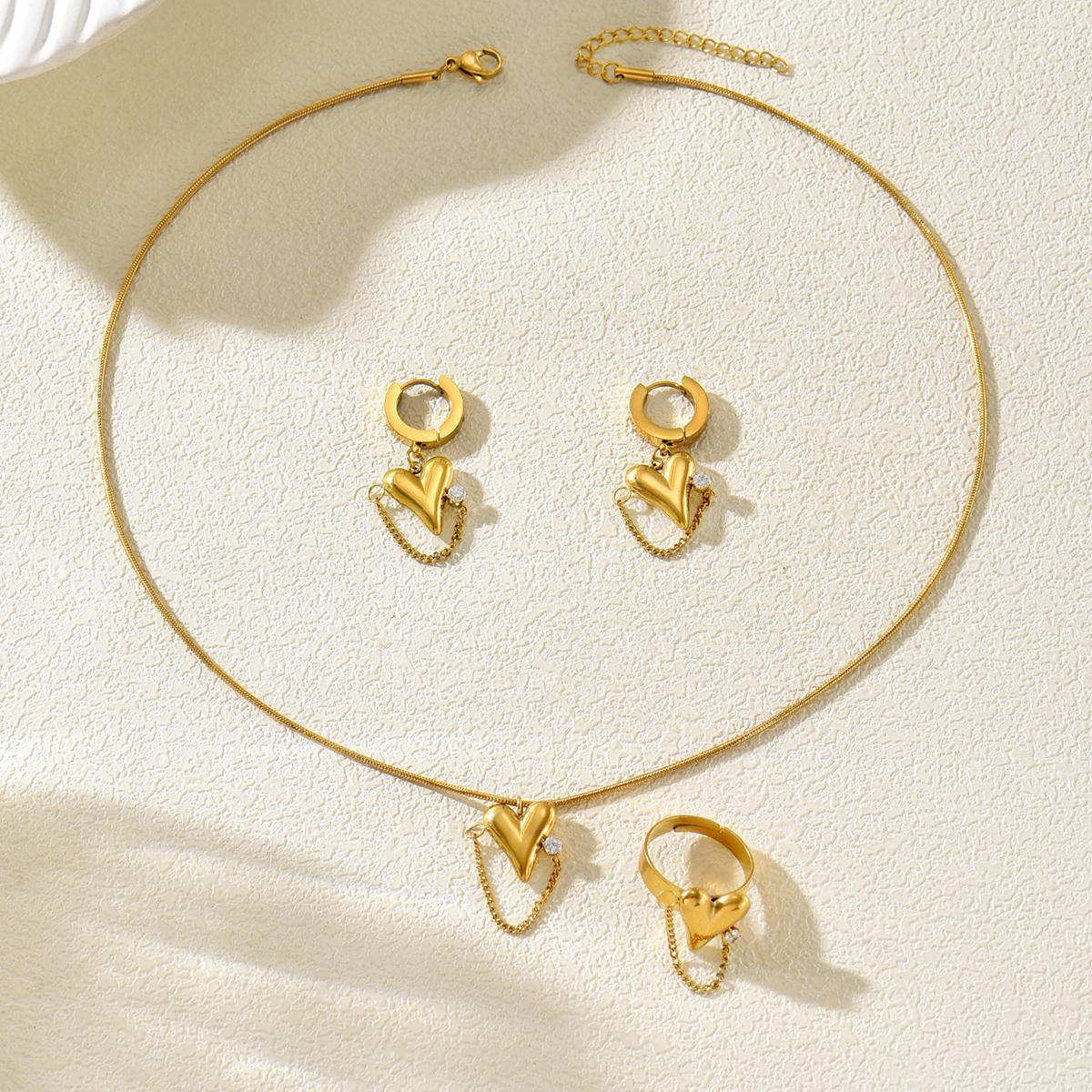 Women Heart Shaped Snake Chain Necklace Hoop Earrings Ring Set Dainty Jewelry For Daily Wear Party Gift
Women Heart Shaped Snake Chain Necklace Hoop Earrings Ring Set Dainty Jewelry For Daily Wear Party Gift