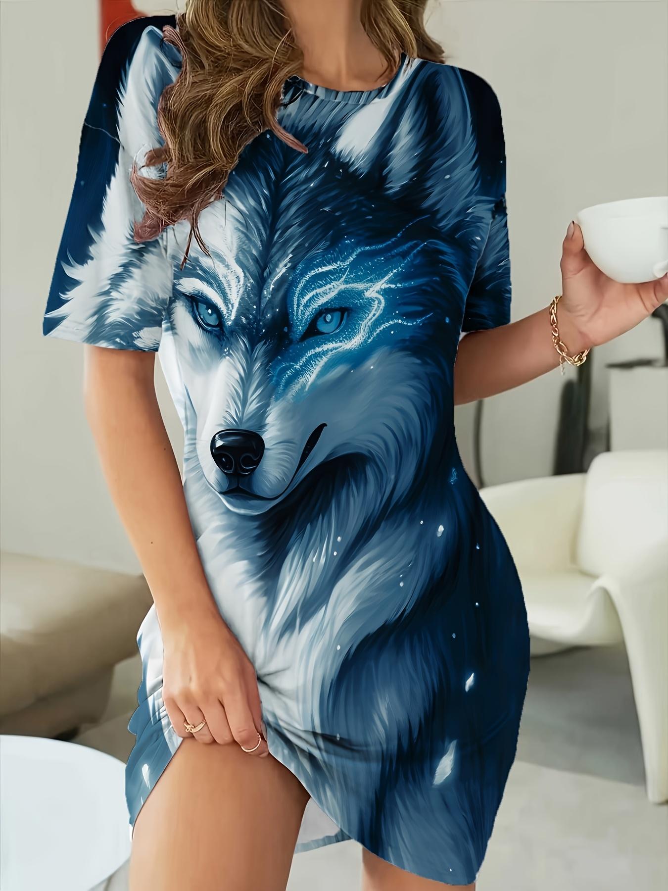 Luminous Blue Wolf 3D Printed Loose T-Shirt Dress. Perfect for Home Wear L дубильная кора
Luminous Blue Wolf 3D Printed Loose T-Shirt Dress. Perfect for Home Wear L дубильная кора