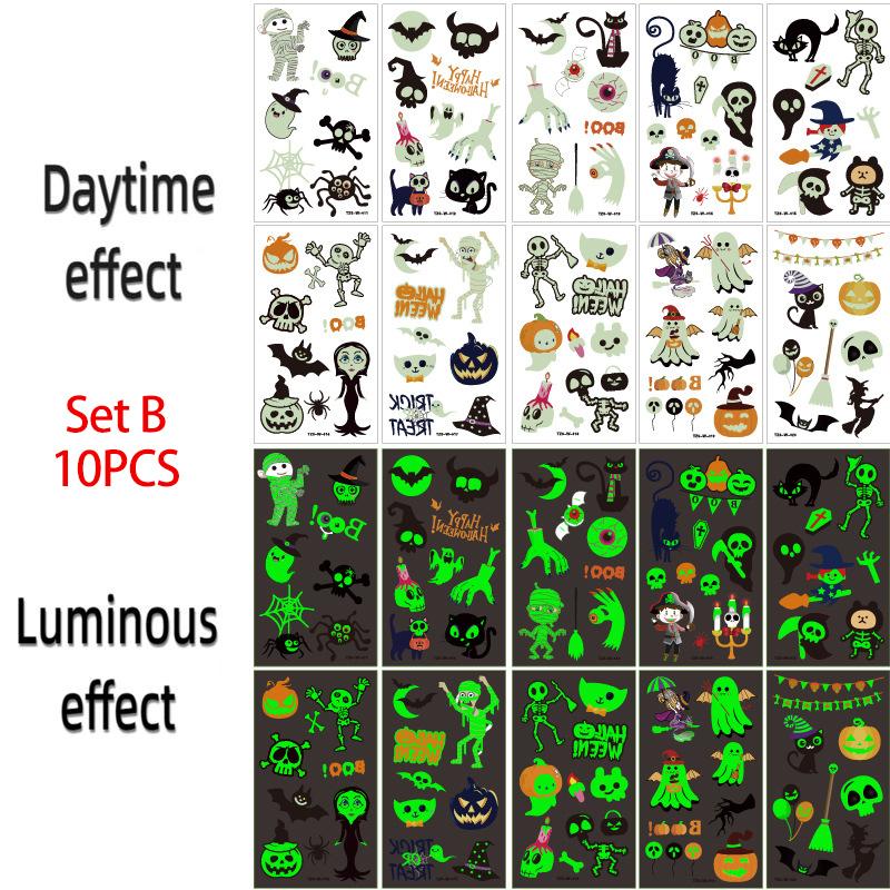 Halloween Glow In The Dark Cartoon Tattoos Stickers Luminous Temporary Face Body Art Tattoo Stickers Kids Halloween Party Props
Halloween Glow In The Dark Cartoon Tattoos Stickers Luminous Temporary Face Body Art Tattoo Stickers Kids Halloween Party Props