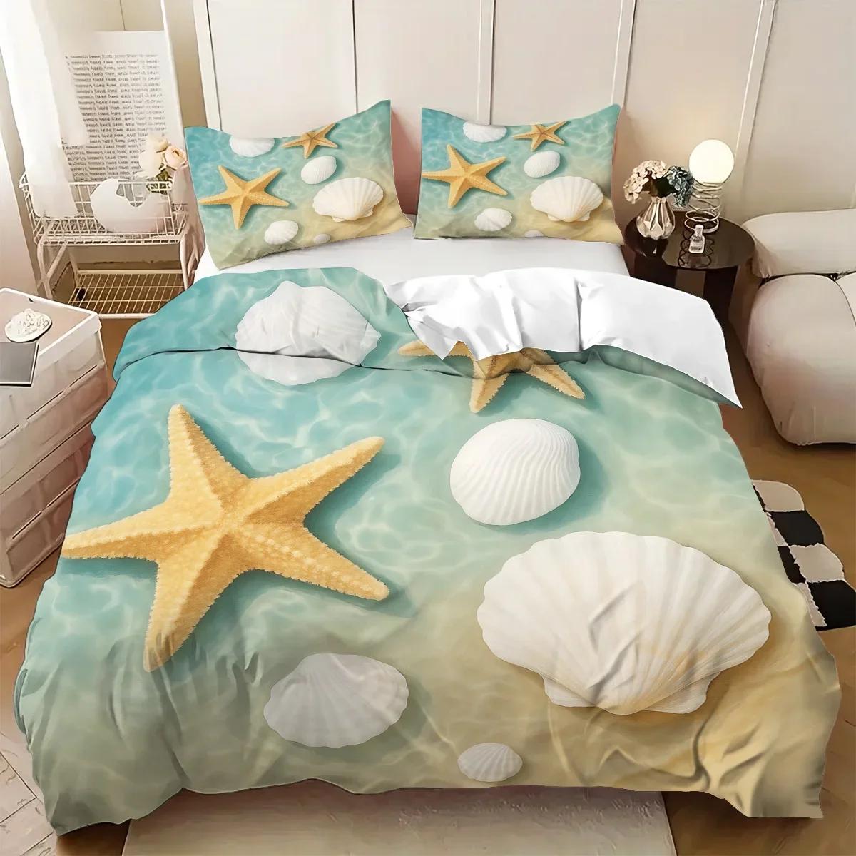 3Pcs Starfish, Shells Pattern Printed Bedding Set, 1 Quilt Cover+2 Pillowcases, Suitable For King, Couple Or Single Size Bed EU Twin(135x200cm)
3Pcs Starfish, Shells Pattern Printed Bedding Set, 1 Quilt Cover+2 Pillowcases, Suitable For King, Couple Or Single Size Bed EU Twin(135x200cm)