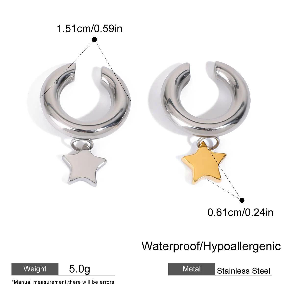 316 Stainless Steel Mix Color CC Clip Earrings Earclips Mini Star Pendant Waterproof Summer Versatile Ear Cuff Non Piercing Hoop
316 Stainless Steel Mix Color CC Clip Earrings Earclips Mini Star Pendant Waterproof Summer Versatile Ear Cuff Non Piercing Hoop