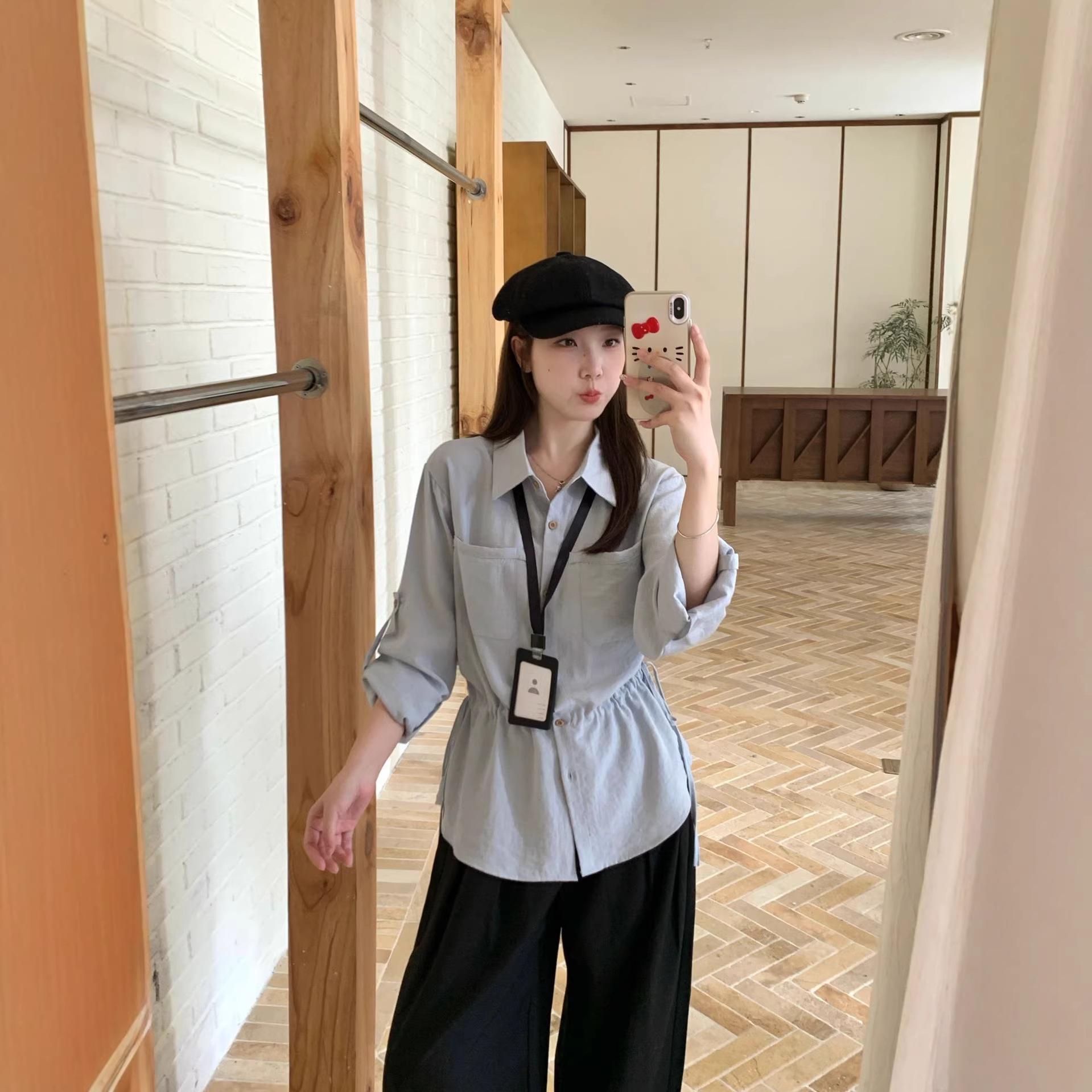 Plus Size Korean Polo Collar Long Sleeve Shirt with Drawstring Waist-Cinched Design XL синий
Plus Size Korean Polo Collar Long Sleeve Shirt with Drawstring Waist-Cinched Design XL синий