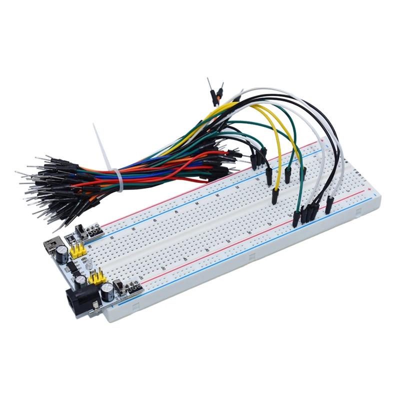 White Power Module 830-hole Breadboard 65 Colorful Bread Lines 400-hole Power Module MB-102 400 holes
White Power Module 830-hole Breadboard 65 Colorful Bread Lines 400-hole Power Module MB-102 400 holes