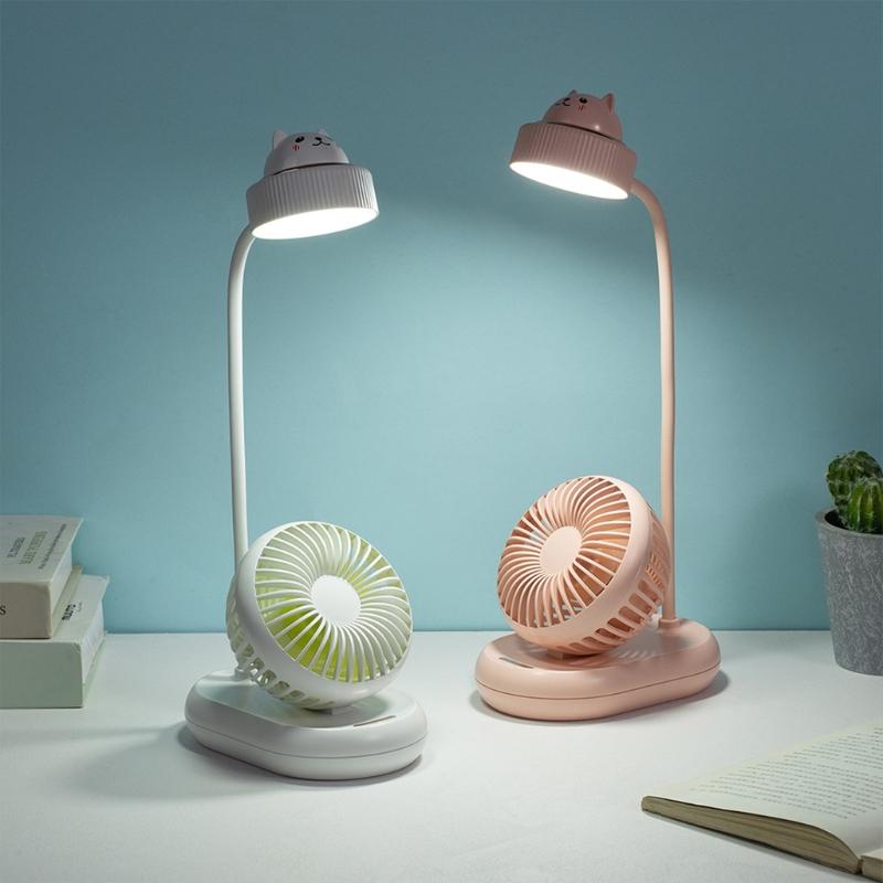 360° Rotatable Portable Cute Cat Desktop Fan with LED Lamp Rechargeable USB Reading Lamp Table Fan Light for Office College
360° Rotatable Portable Cute Cat Desktop Fan with LED Lamp Rechargeable USB Reading Lamp Table Fan Light for Office College