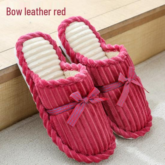 Унисекс Зимние Вельветовые Тапочки с Бантиком: Пушистая, Нескользящая, Теплая Домашняя Обувь Size 40-41 (Runs Small 1-2 Sizes)