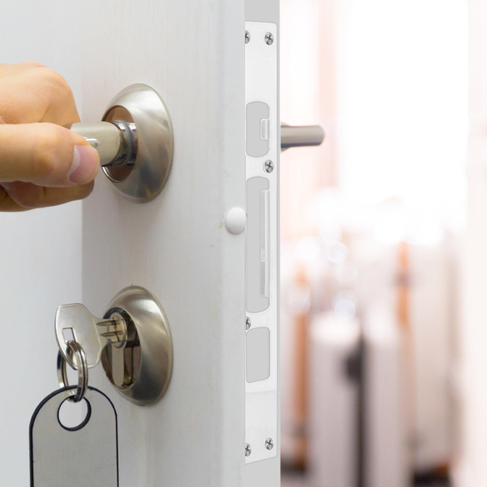 2Pcs Heavy Duty Stainless Steel Door Strike Plate Set for Front Door Reinforcement Deadbolt Installation Kit Exterior Lock Body 25.8X3X0.7CM
2Pcs Heavy Duty Stainless Steel Door Strike Plate Set for Front Door Reinforcement Deadbolt Installation Kit Exterior Lock Body 25.8X3X0.7CM