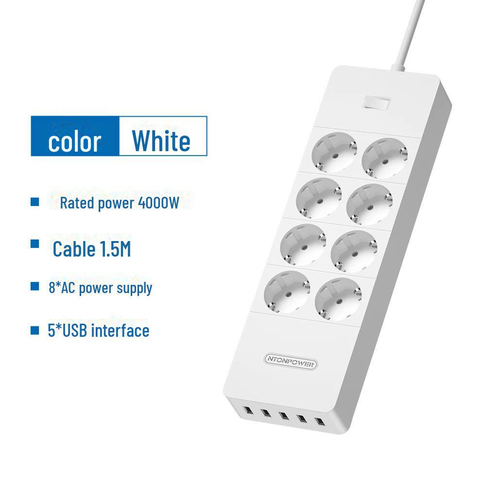 European 8-Port USB Power Strip with 3m Cord - Travel & Office Essentials 8AC port 5USB port cable length 3M чорний
European 8-Port USB Power Strip with 3m Cord - Travel & Office Essentials 8AC port 5USB port cable length 3M чорний