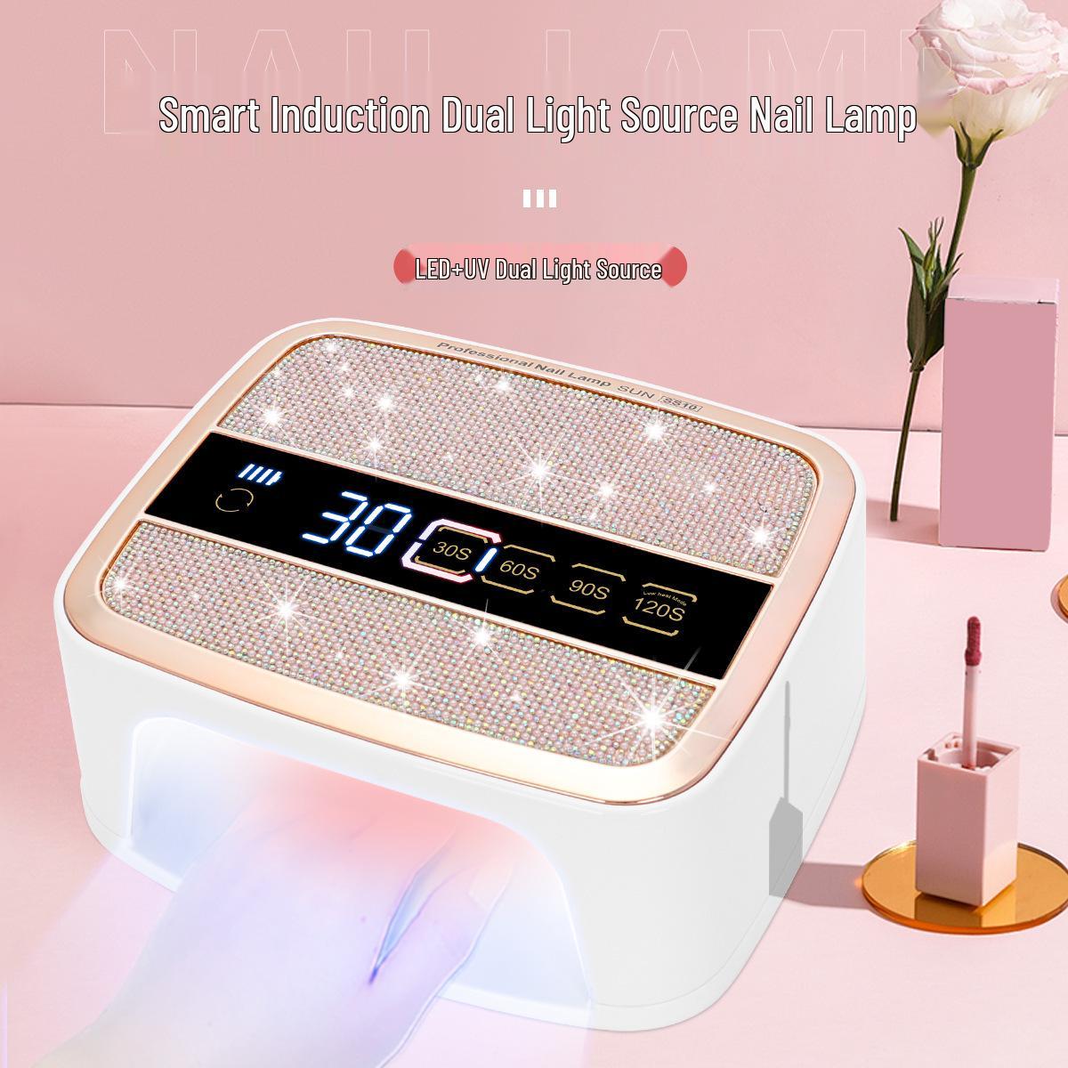 168W High Power Rechargeable Nail Art Lamp with Inlaid Diamond for Quick-Drying Light Therapy - New SS10
168W High Power Rechargeable Nail Art Lamp with Inlaid Diamond for Quick-Drying Light Therapy - New SS10