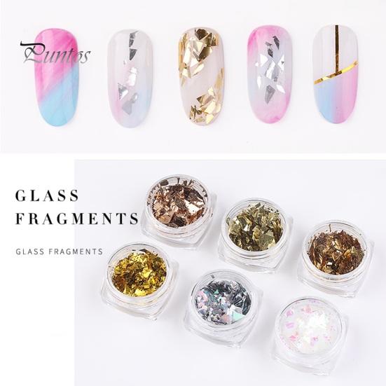 6 коробок красочный градиент Аврора пластиковая бумага украшение для ногтей неправильная форма блестящие хлопья для ногтей отражающее зеркало разбитые пластиковые стеклянные кусочки A