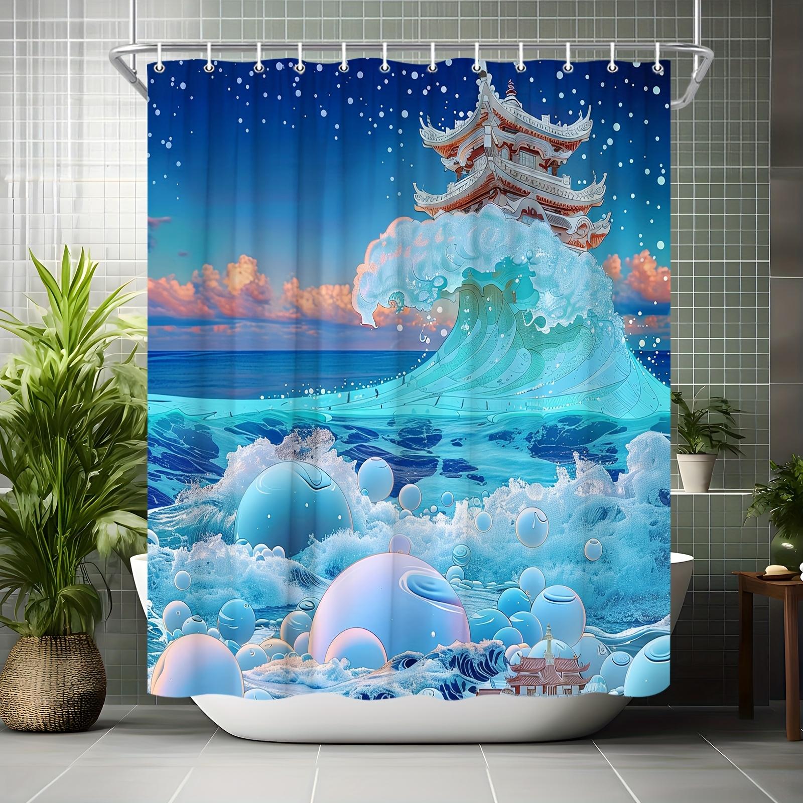 Ocean Fantasy Pagoda Bath Curtain - Majestic Waves & Bubbles, Waterproof Home Decor Adds Mystical Beauty To Your Bathroom W60H190(CM)-1 Pcs
Ocean Fantasy Pagoda Bath Curtain - Majestic Waves & Bubbles, Waterproof Home Decor Adds Mystical Beauty To Your Bathroom W60H190(CM)-1 Pcs