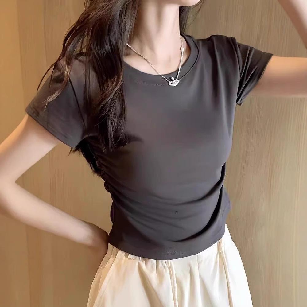 Women s Slimming Ruched T-Shirt: 92% Cotton, 8% Spandex, Round Neck, Short Sleeve, Summer Slim Fit Top Medium темно-серого
Women s Slimming Ruched T-Shirt: 92% Cotton, 8% Spandex, Round Neck, Short Sleeve, Summer Slim Fit Top Medium темно-серого