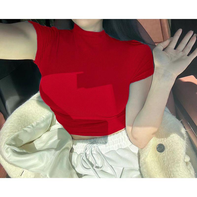 Yoga Half Turtleneck Sexy Women s Pleated Sexy Short Sleeve Red L
Yoga Half Turtleneck Sexy Women s Pleated Sexy Short Sleeve Red L