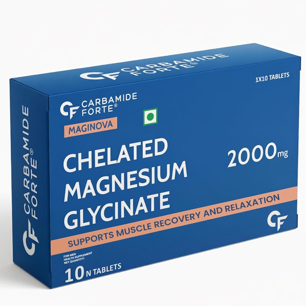 Carbamide Forte Chelated Magnesium Glycinate 2000mg Supplement 10 Veg Tablets for Muscle & Bone Support
Carbamide Forte Chelated Magnesium Glycinate 2000mg Supplement 10 Veg Tablets for Muscle & Bone Support