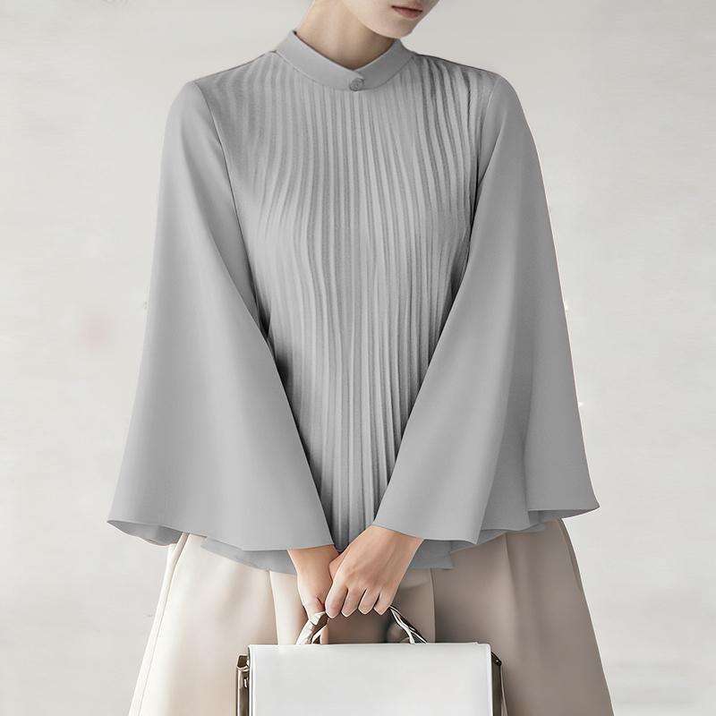 ZANZEA Женская блузка с воротником-стойкой, свободного кроя, повседневная, с расклешенными длинными рукавами XL серый
ZANZEA Женская блузка с воротником-стойкой, свободного кроя, повседневная, с расклешенными длинными рукавами XL серый