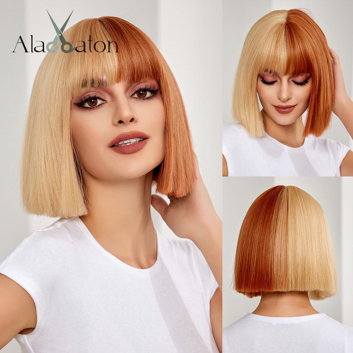 ALAN EATON Light Blonde Golden Bob Wigs with Bangs Short Straight Wig Natural Mixed Color Hair for Women Daily Party Synthetic Wig
ALAN EATON Light Blonde Golden Bob Wigs with Bangs Short Straight Wig Natural Mixed Color Hair for Women Daily Party Synthetic Wig