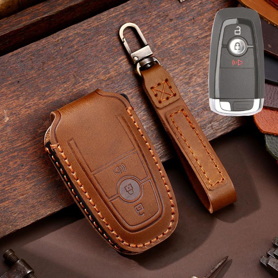 Genuine Leather Key Cover for Ford F-150 Mustang Explorer Edge, Full Grain Key Case with Metal Hook & Strap, Anti-Scratch
Genuine Leather Key Cover for Ford F-150 Mustang Explorer Edge, Full Grain Key Case with Metal Hook & Strap, Anti-Scratch