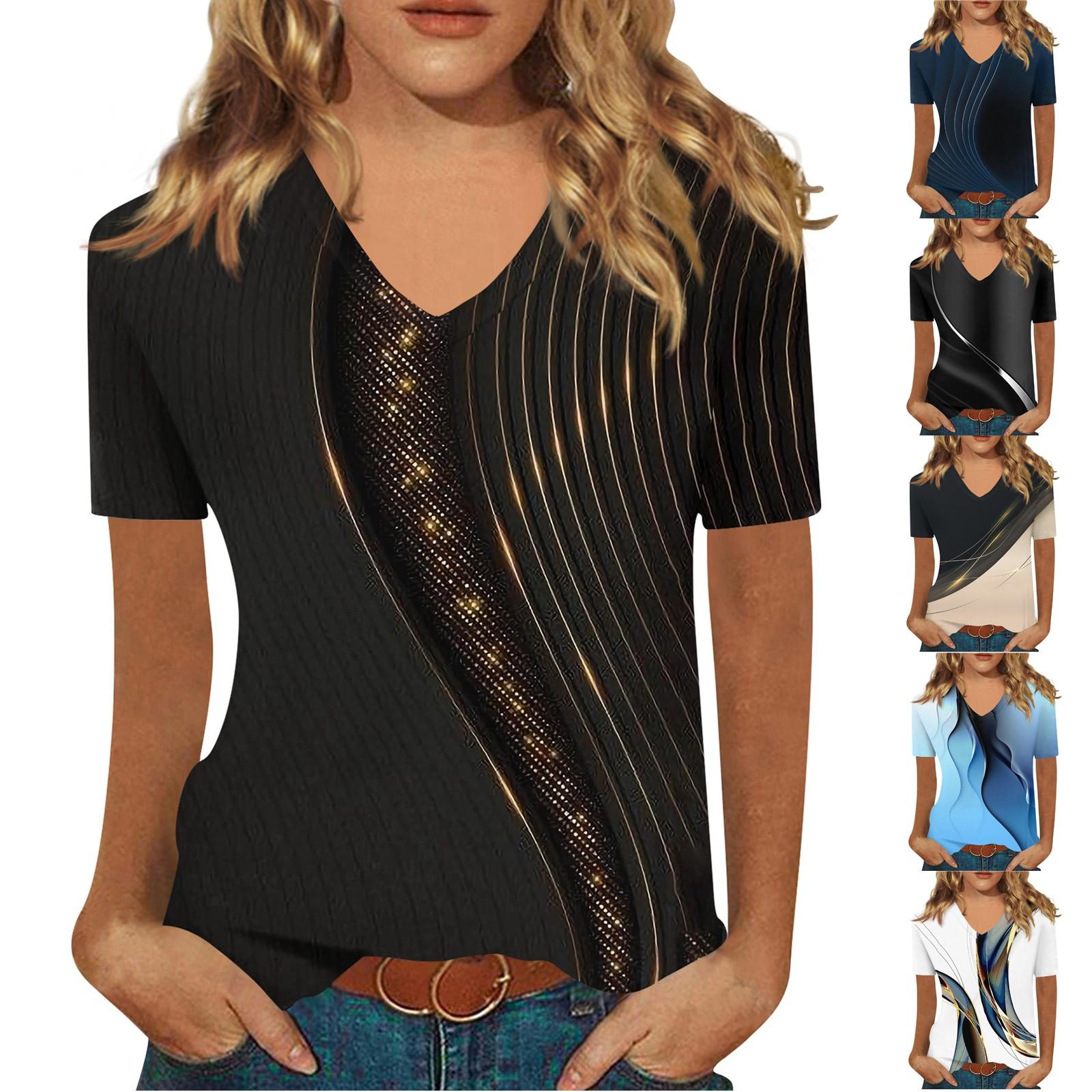 Женская футболка-топ с v-образным вырезом и короткими рукавами с принтом
Женская футболка-топ с v-образным вырезом и короткими рукавами с принтом