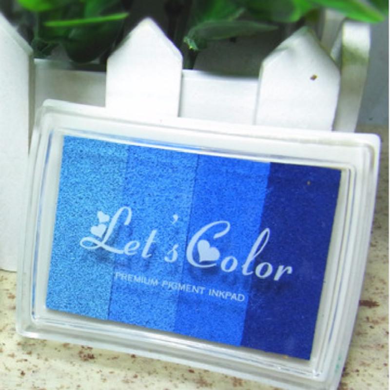 Красочные чернильные штемпельные подушечки на деревянной основе для отпечатков пальцев новобрачных синий