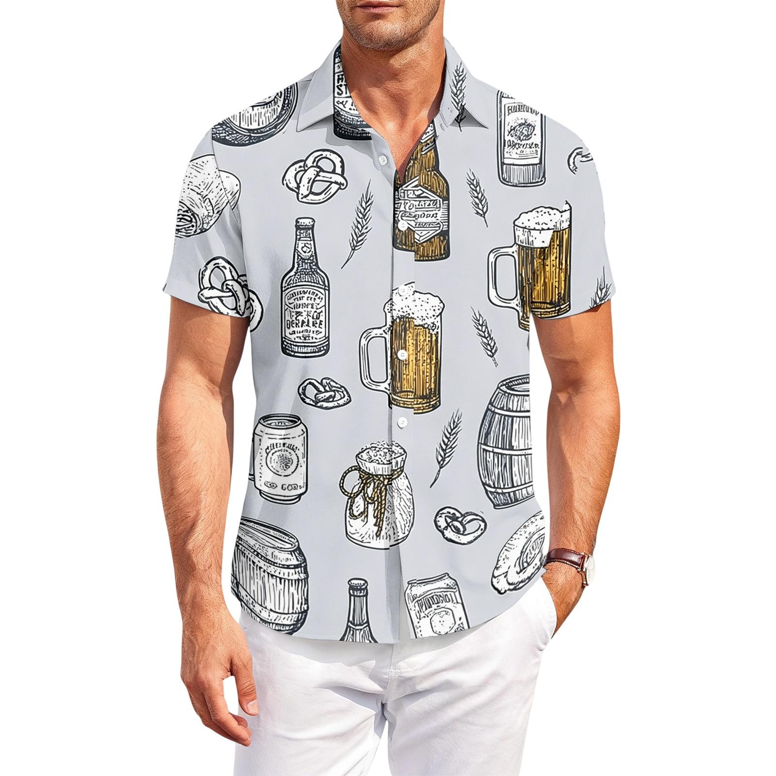 Men s Casual Loose Fit Short Sleeve Button Down Shirt Beer Festival Print Lightweight Breathable Fabric Summer Style M
Men s Casual Loose Fit Short Sleeve Button Down Shirt Beer Festival Print Lightweight Breathable Fabric Summer Style M